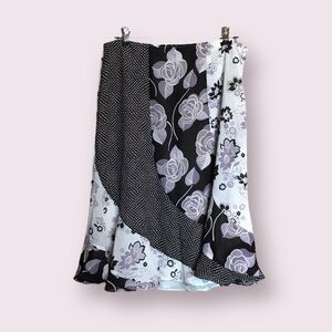 5 for $15 Black/Purple Floral Skirt 10 NY & Co. White Mid-Calf Polka Dot SideZip